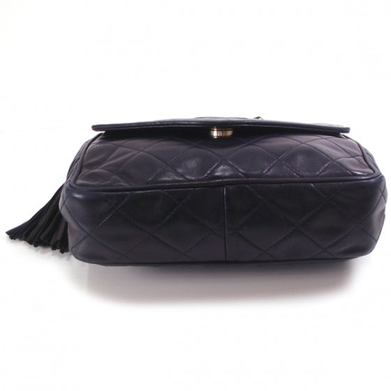 Vintage Quilted Envelope Tassel Bag Navy