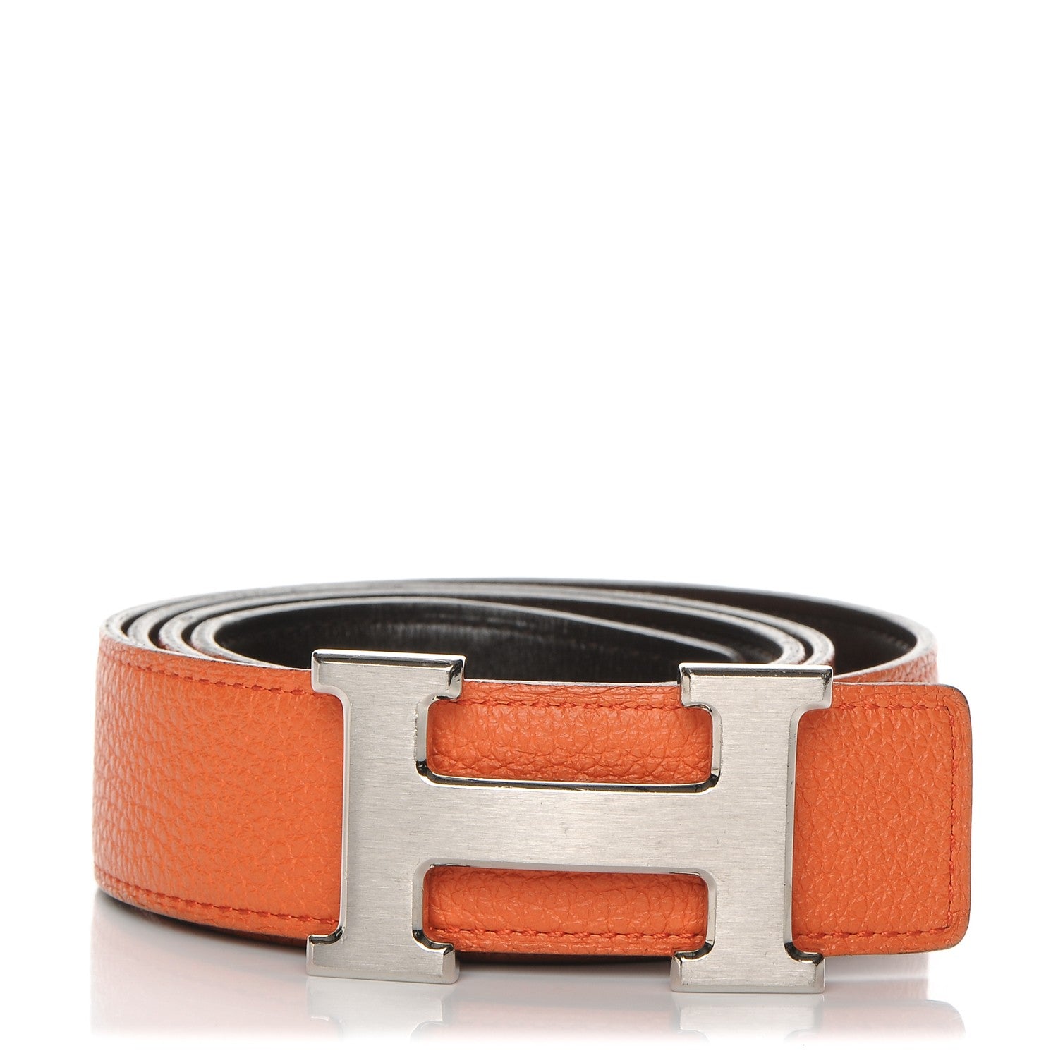 Hermes Box Togo 32mm H Belt 90 Chocolate Orange 1 of 17