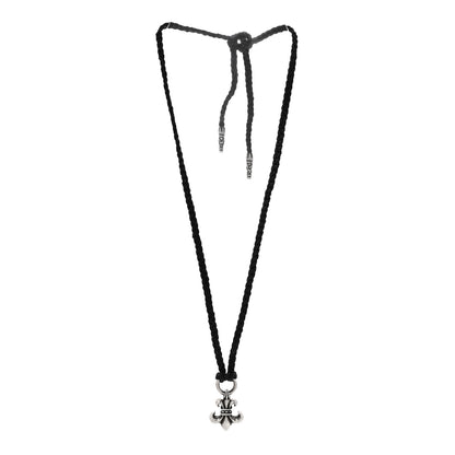 Chrome Hearts Sterling Silver Leather Fleur de Lis Pendant Necklace 3 of 7