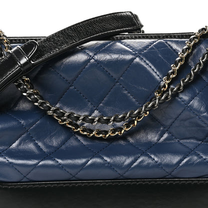 Chanel Aged Calfskin Quilted Medium Gabrielle Hobo Navy Black 8 of 10