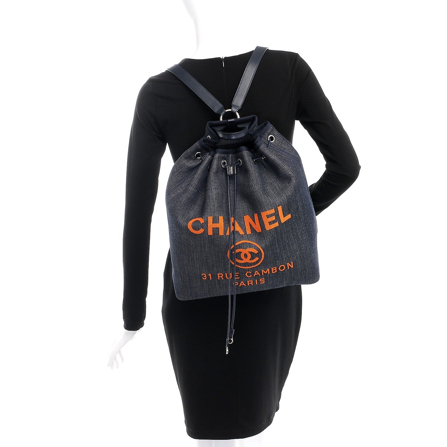 Chanel Canvas Large Deauville Backpack Denim Blue 2 of 8