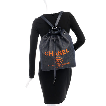 Chanel Canvas Large Deauville Backpack Denim Blue 2 of 8