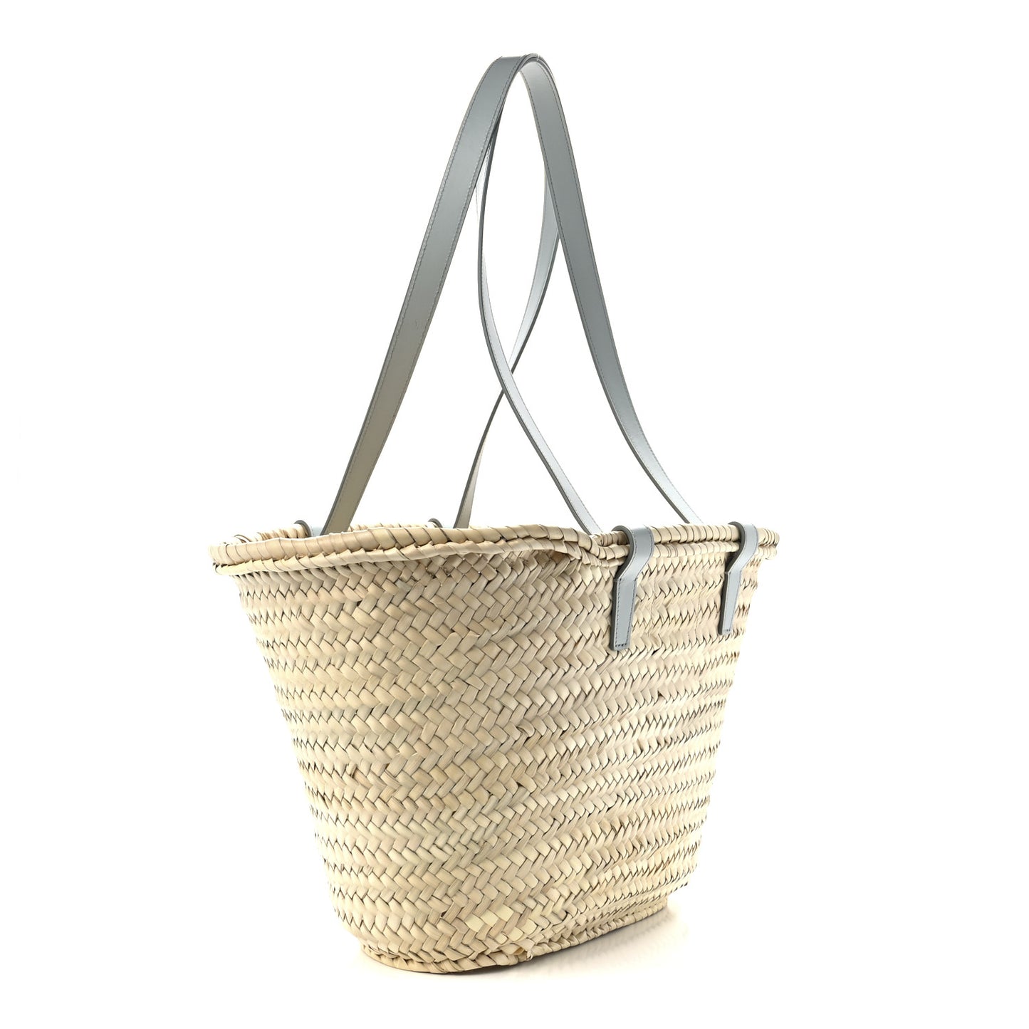 Raffia Calfskin Triomphe Medium Panier Soft Blue
