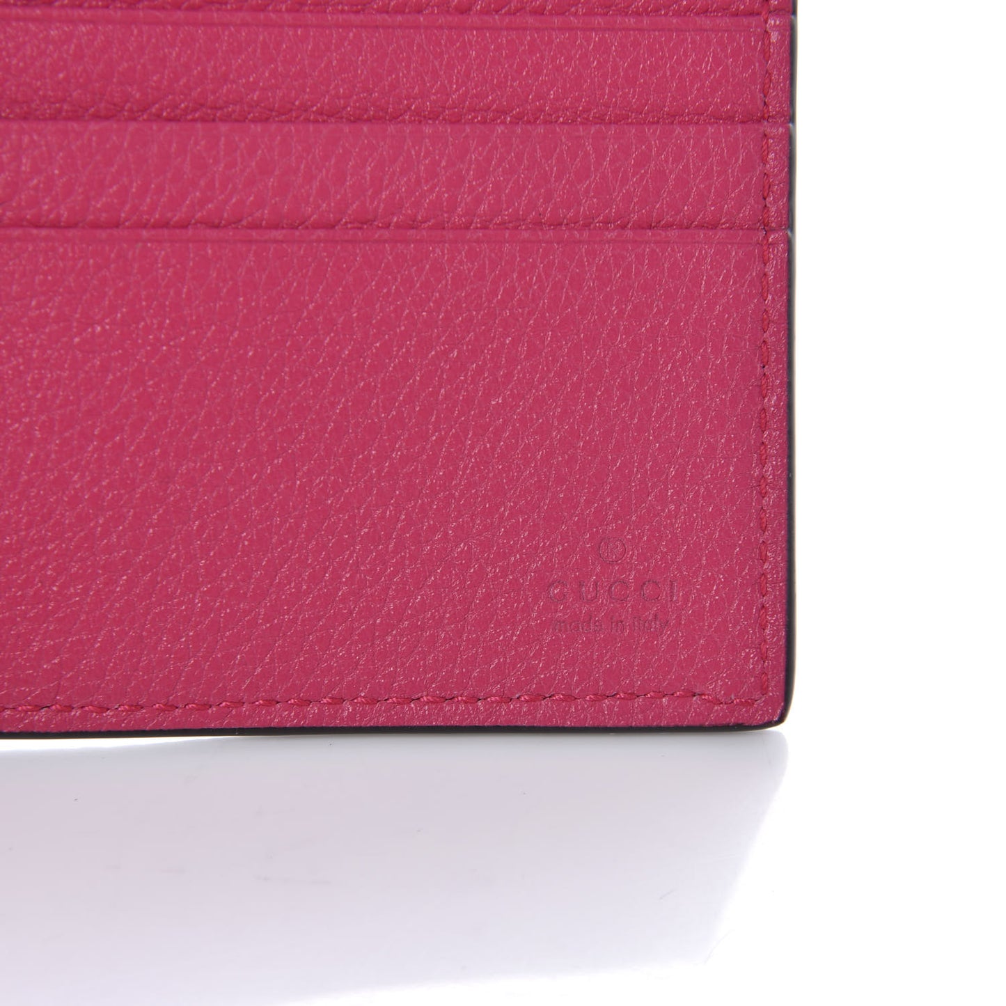 Grained Calfskin Logo Bi-Fold Wallet Box Pink Green
