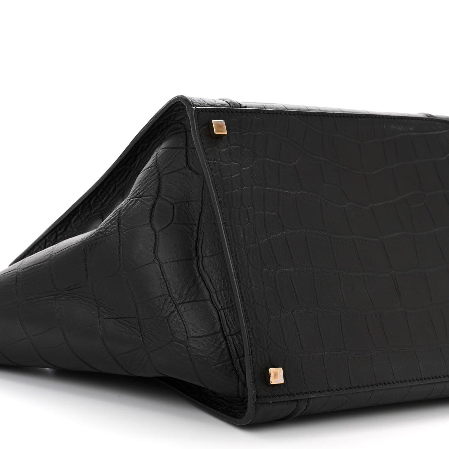 Crocodile Embossed Calfskin Medium Phantom Luggage Black