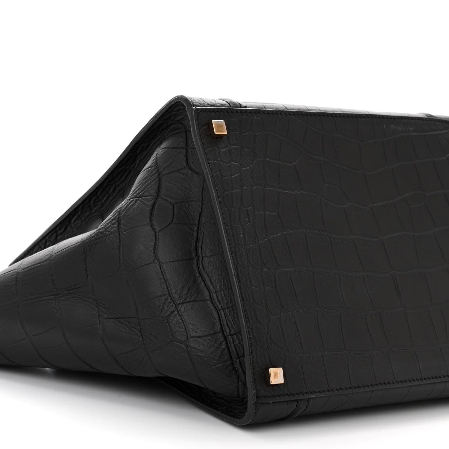 Celine Crocodile Embossed Calfskin Medium Phantom Luggage Black 9 of 10