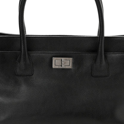 Chanel Calfskin Mademoiselle Lock Cerf Executive Shopper Tote Black 8 of 10
