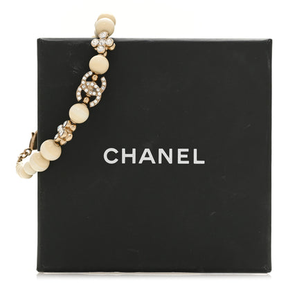 Chanel Enamel Crystal CC Flower Bracelet White Light Gold 5 of 5
