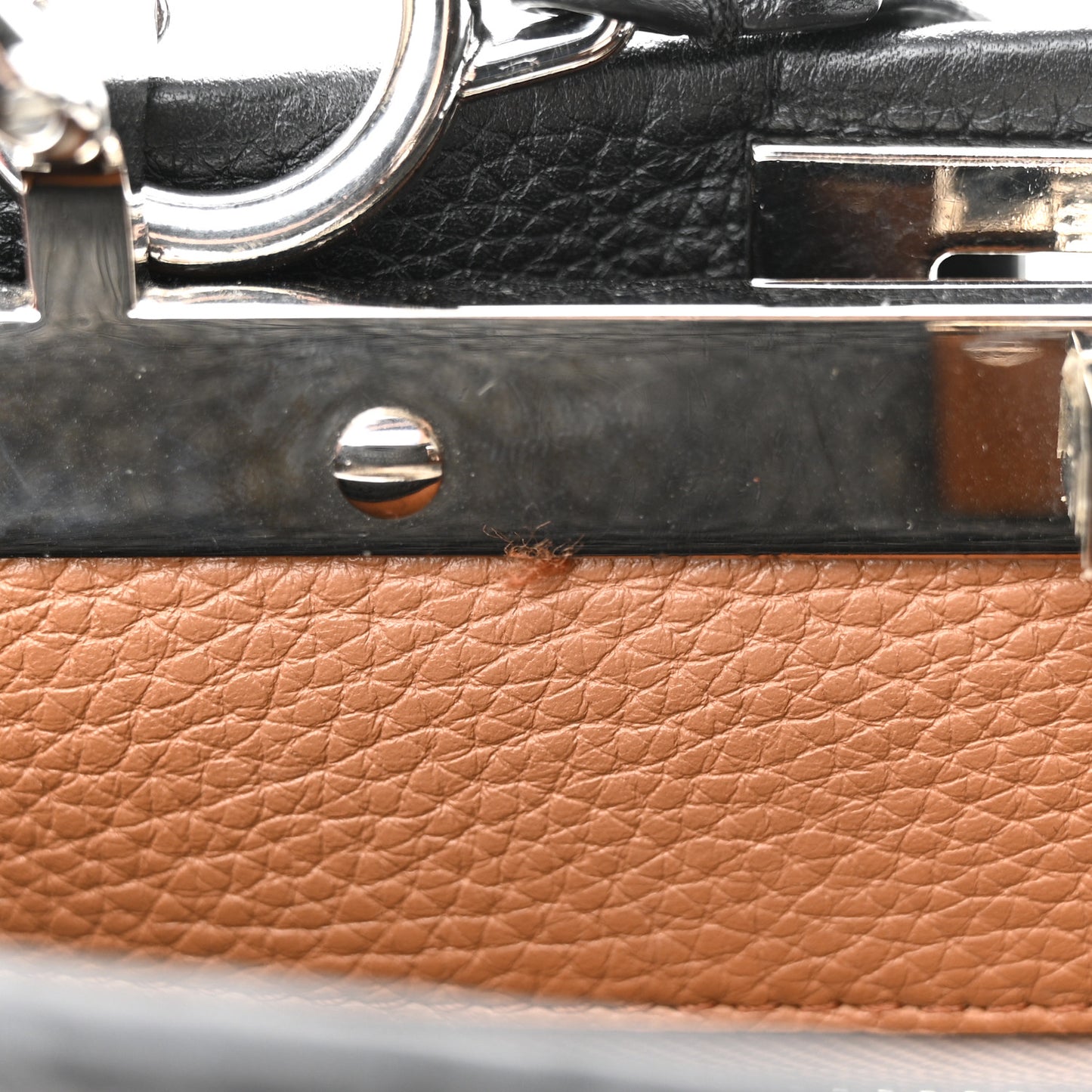 Cuoio Romano Selleria Bi-Color Medium Peekaboo Iconic Satchel Black Mou