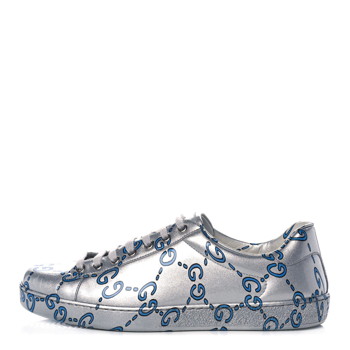 Miro Rubber Wax GucciGhost Print Mens New Ace Sneakers 8 Silver