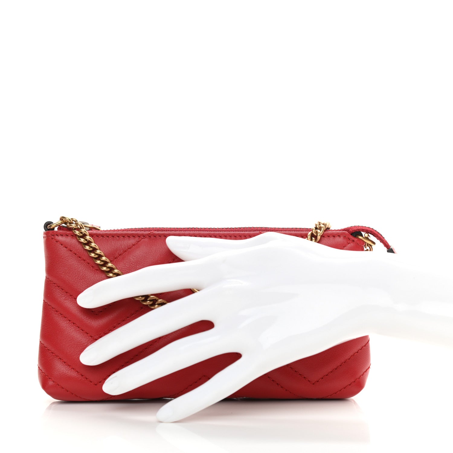 Gucci Calfskin Matelasse Mini GG Marmont Chain Bag Hibiscus Red 2 of 10
