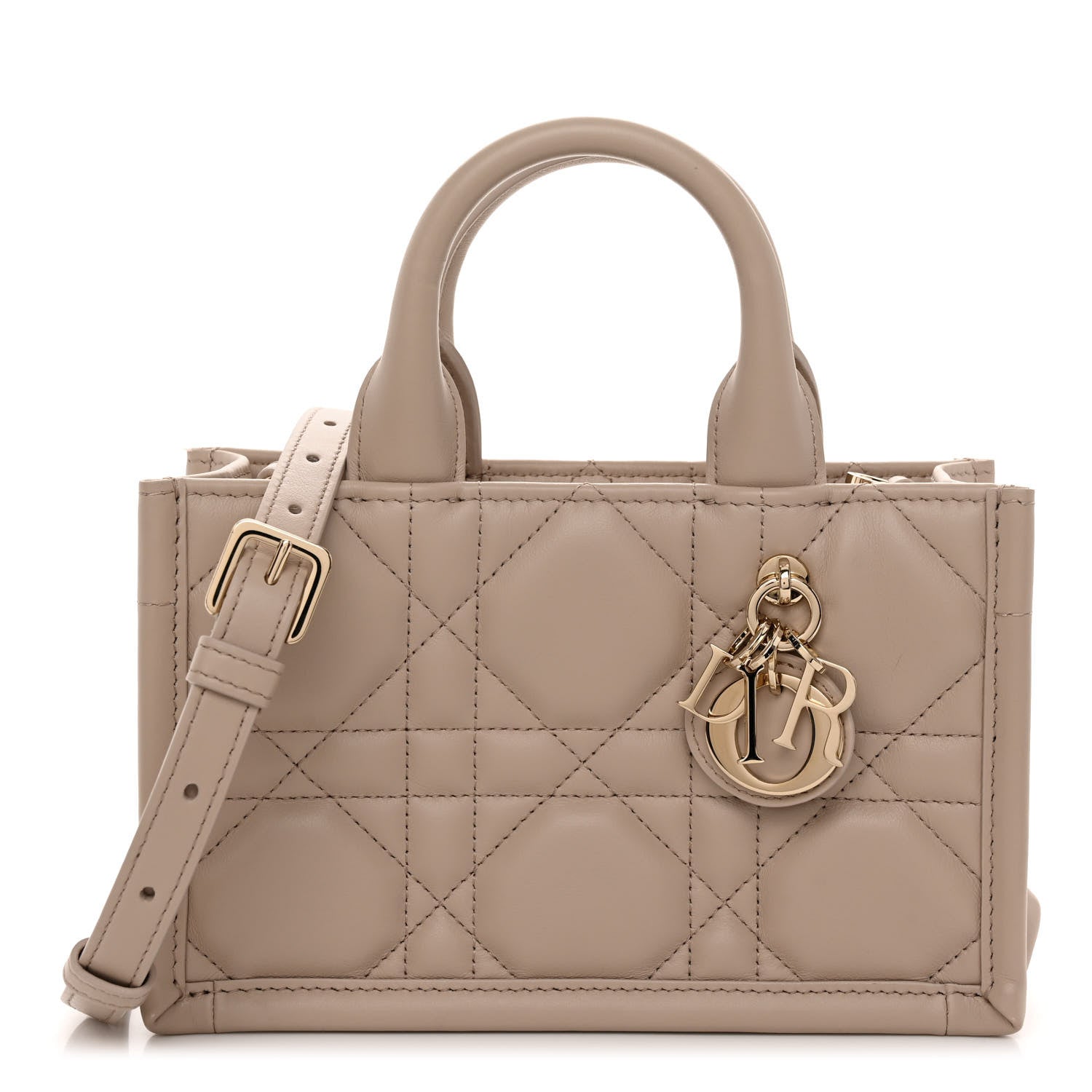 Christian Dior CHRISTIAN DIOR Calfskin Macrocannage Mini Book Tote Trench Beige 1 of 10