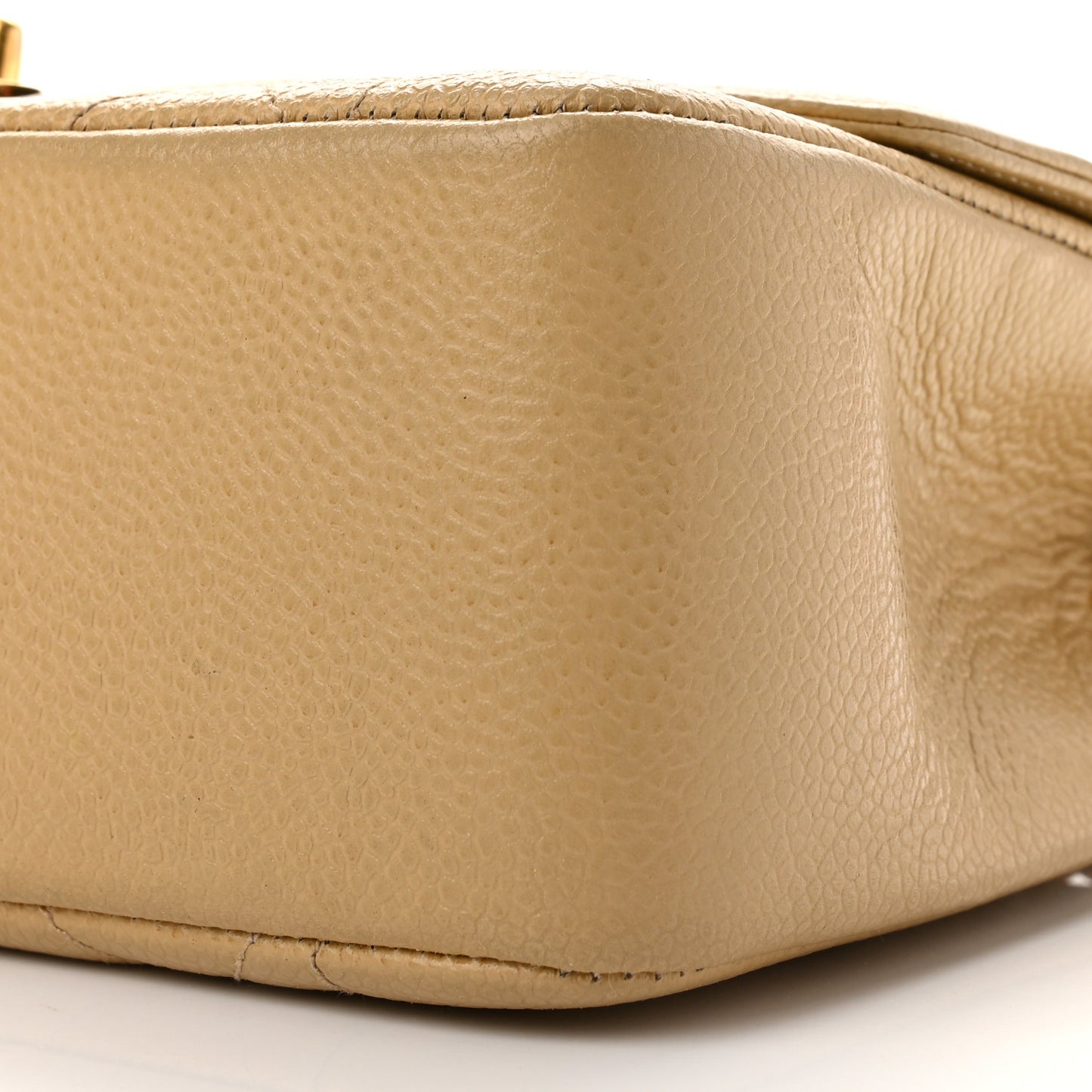 Caviar Quilted Small Single Flap Beige