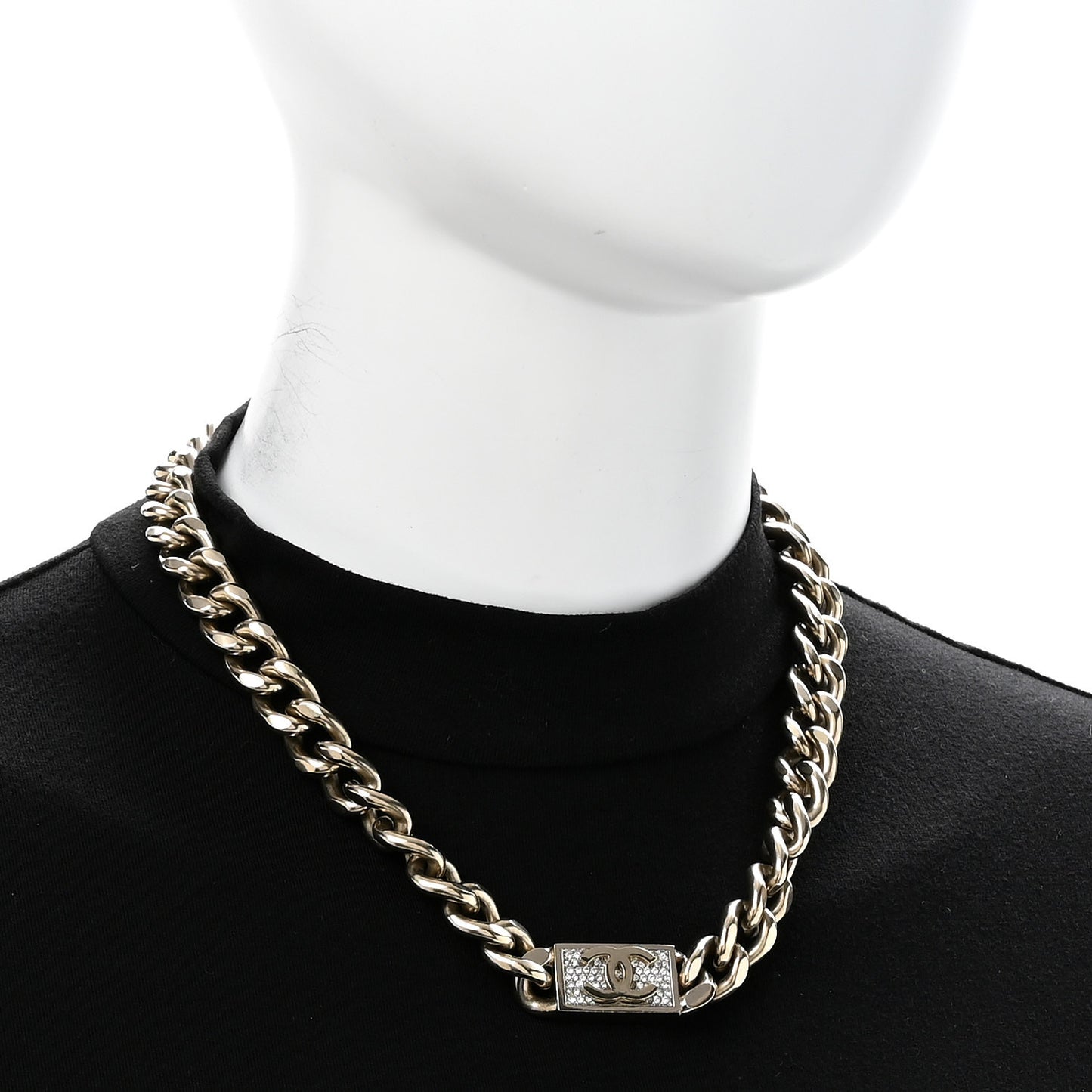 Crystal CC Chain Link Choker Necklace Gold