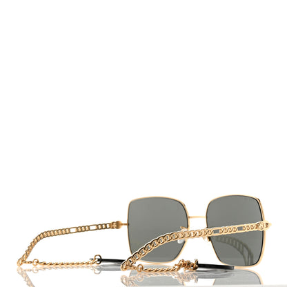 Gucci Square Frame Oversized Sunglasses GG0724S Gold 3 of 7