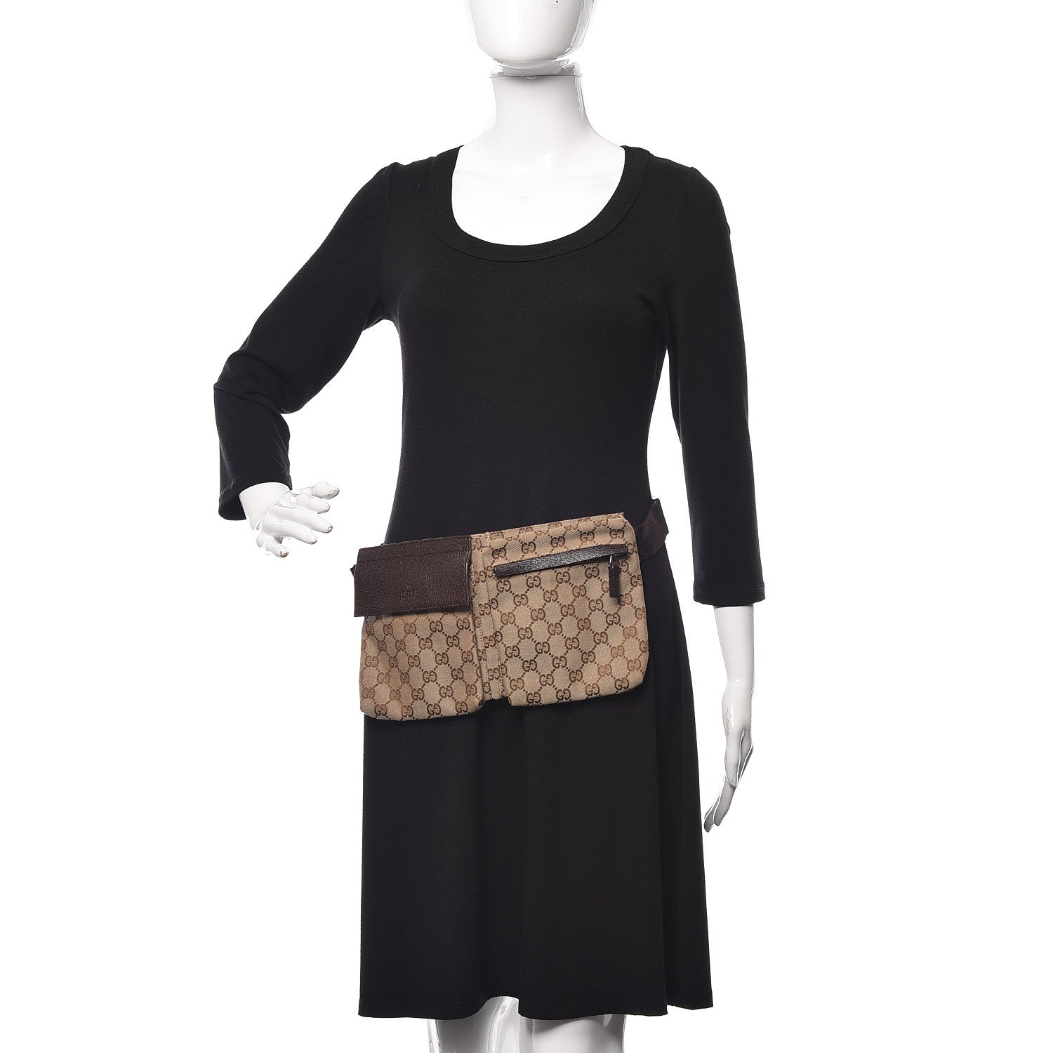 Gucci GG Monogram Double Pocket Belt Bag Dark Brown 2 of 9