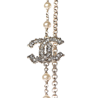Chanel Pearl Crystal Camellia Express Multistrand Necklace Gold 6 of 7