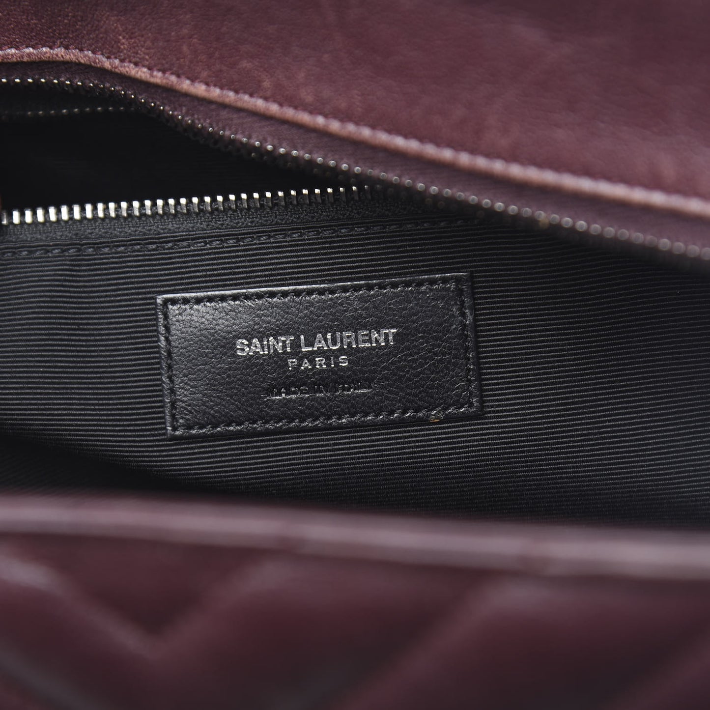 Sheepskin Matelasse Chevron Large Monogram Shopping Bag Burgundy