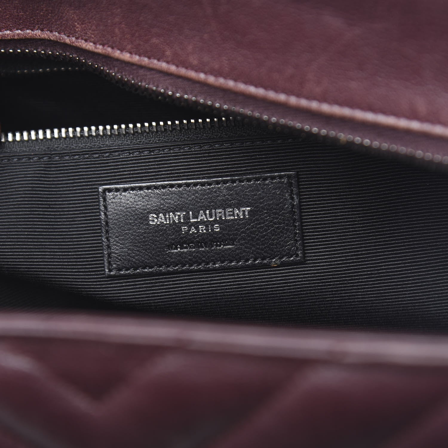 Saint Laurent Sheepskin Matelasse Chevron Large Monogram Shopping Bag Burgundy 6 of 11