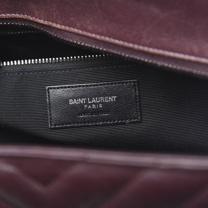 Saint Laurent Sheepskin Matelasse Chevron Large Monogram Shopping Bag Burgundy 6 of 11