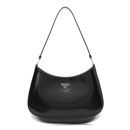Prada Spazzolato Cleo Shoulder Bag Black 1 of 10