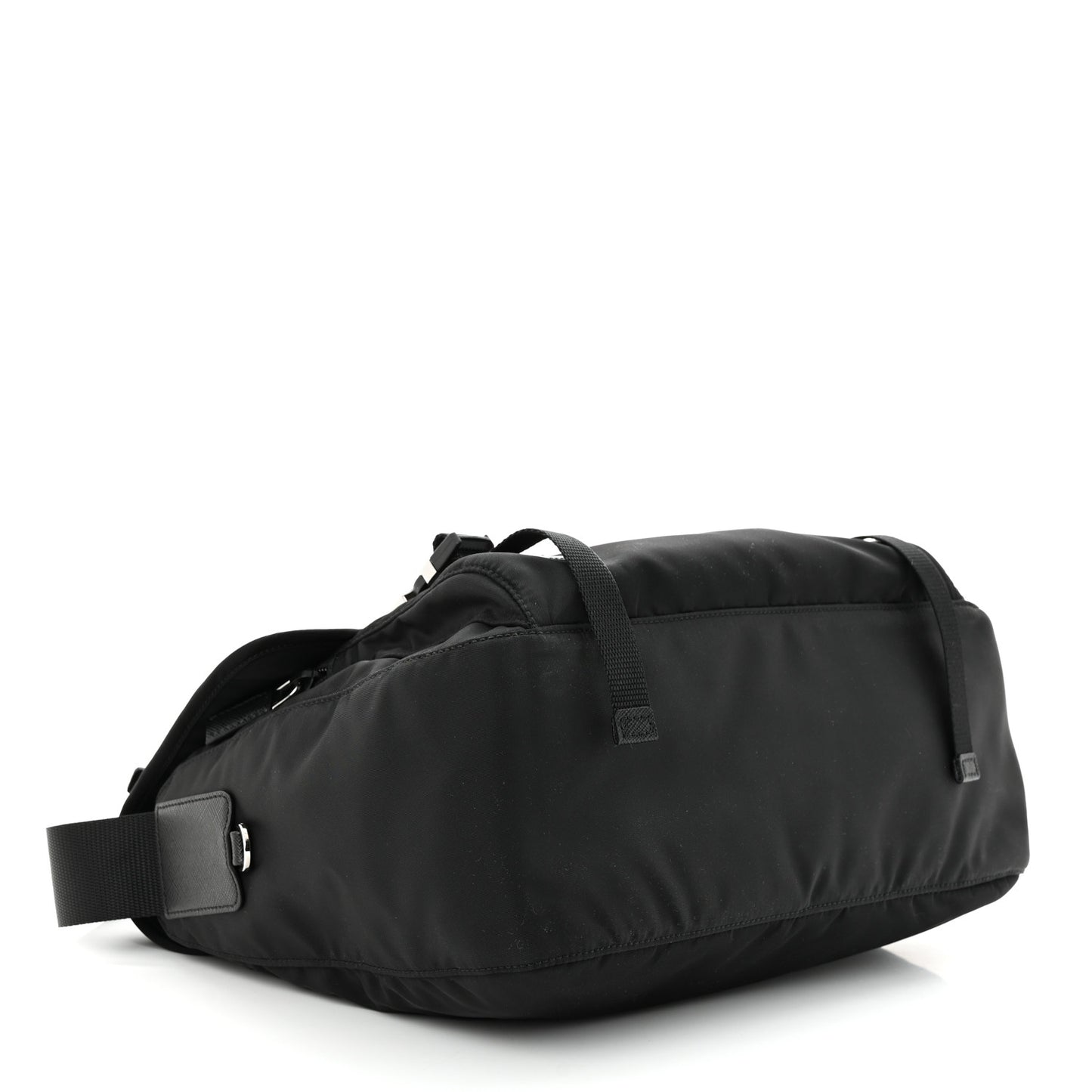 Nylon Vela Double Snap Buckle Messenger Bag Black