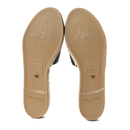 Gucci Nappa Matelasse GG Marmont Espadrille Slide Sandals 39 Black 7 of 10