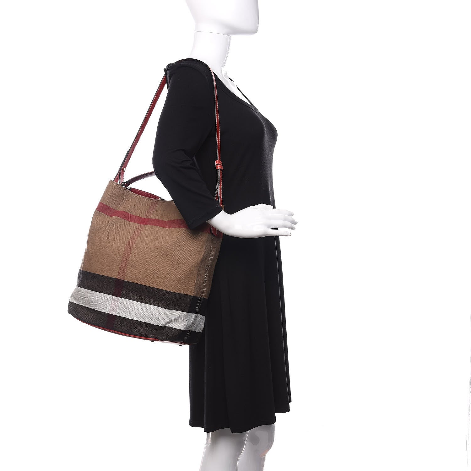 Burberry Canvas Mega Check Medium Ashby Hobo Cadmium Red 2 of 9