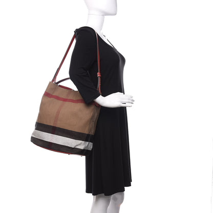 Burberry Canvas Mega Check Medium Ashby Hobo Cadmium Red 2 of 9