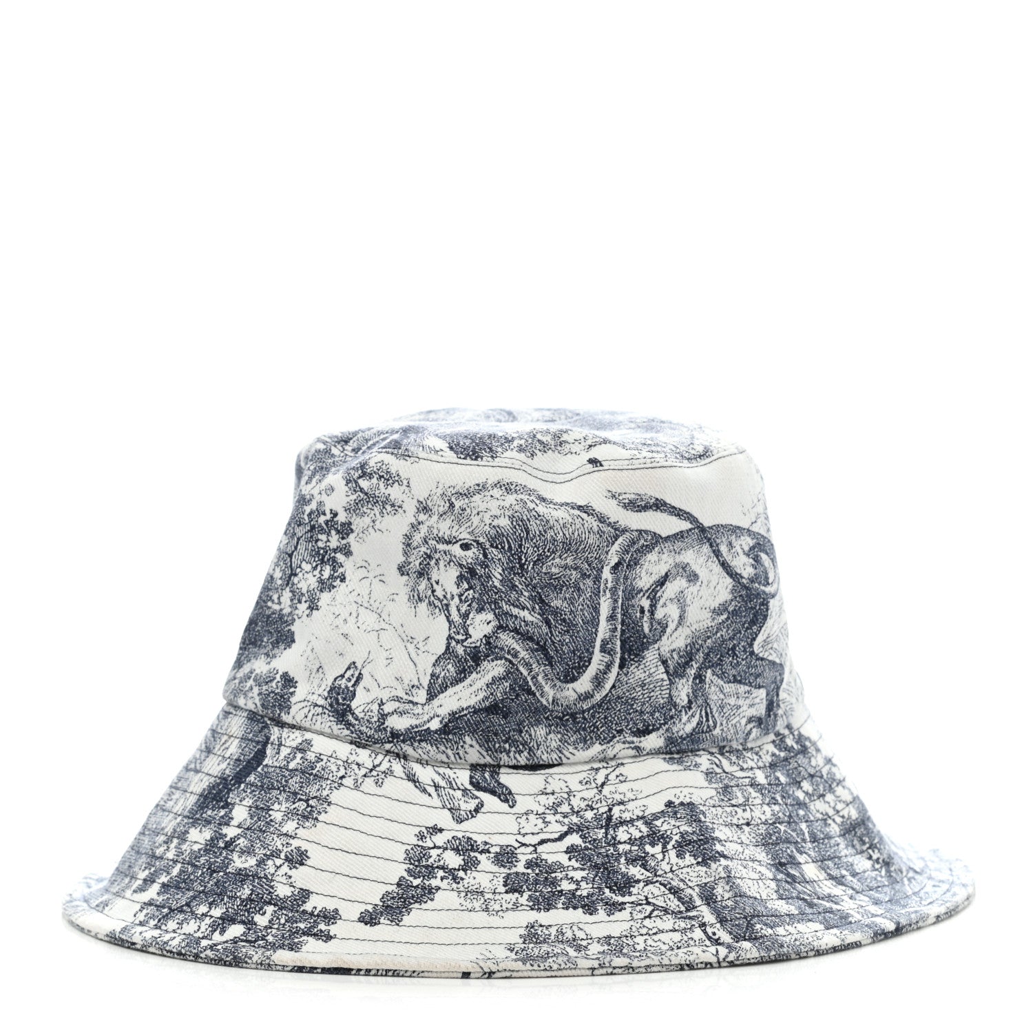 Christian Dior Cotton Toile De Jouy Bucket Hat 57 Blue 3 of 7