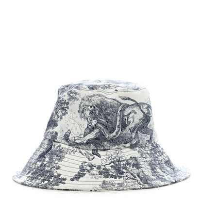 Christian Dior Cotton Toile De Jouy Bucket Hat 57 Blue 3 of 7