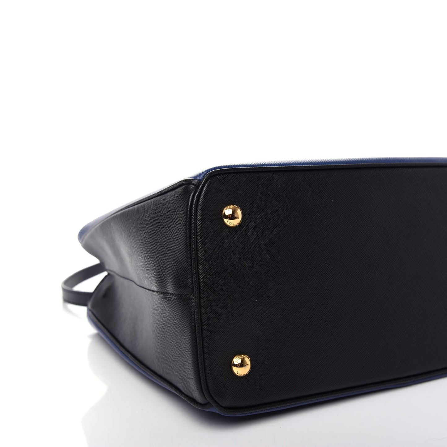 Saffiano Lux Bi-Color Medium Tote Bluette Black