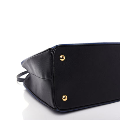 Prada Saffiano Lux Bi-Color Medium Tote Bluette Black 7 of 10