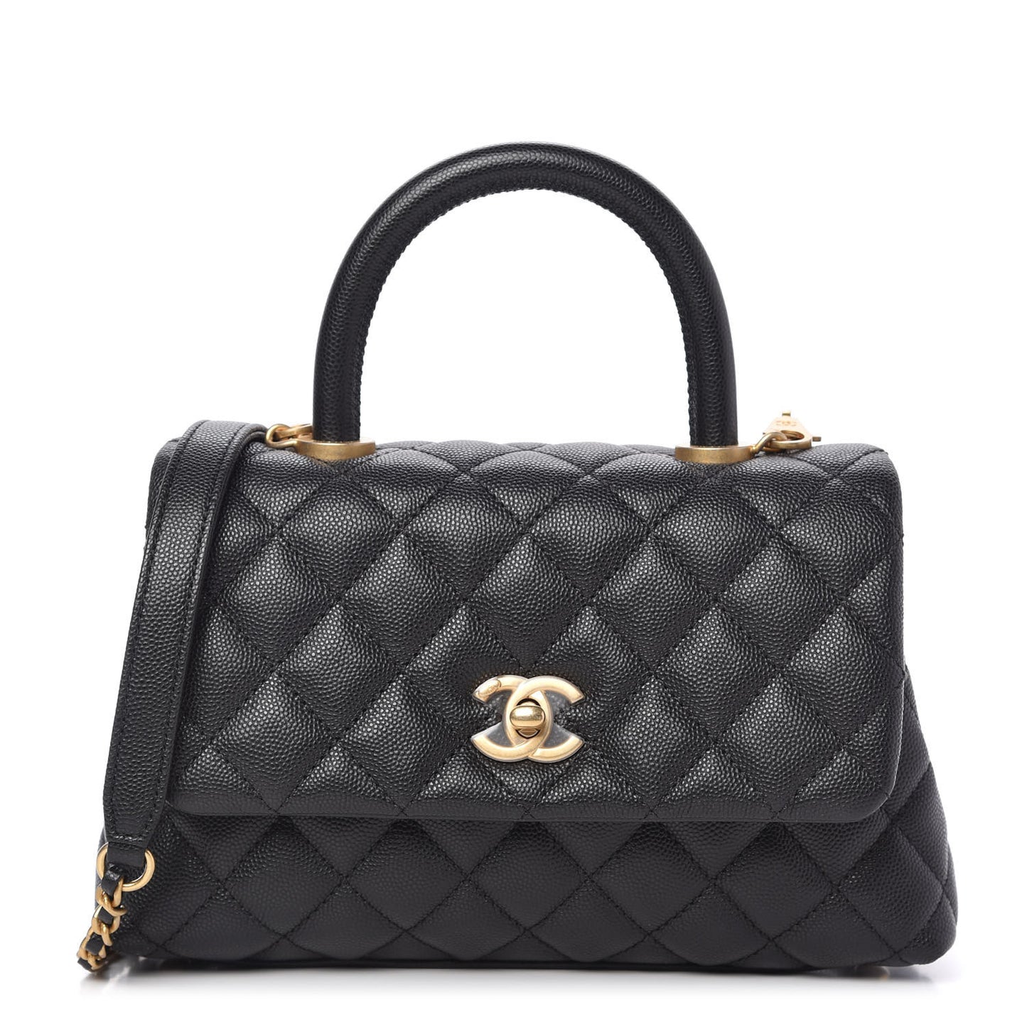 Caviar Quilted Mini Coco Handle Flap Black