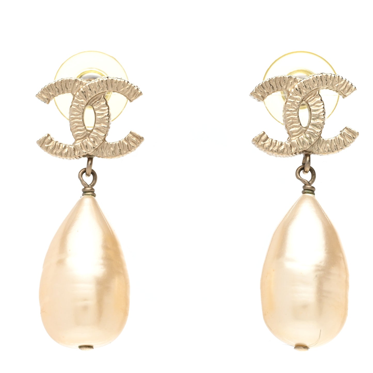Pearl CC Teardrop Earrings Gold