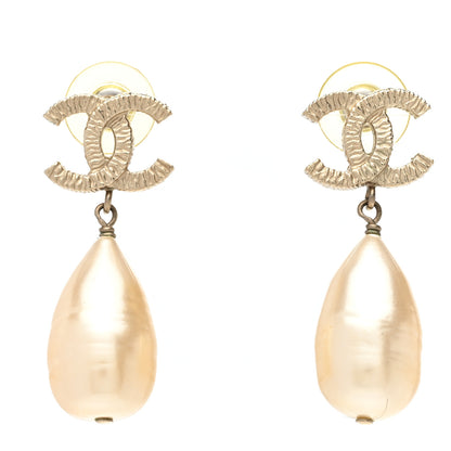Chanel Pearl CC Teardrop Earrings Gold 1 of 6