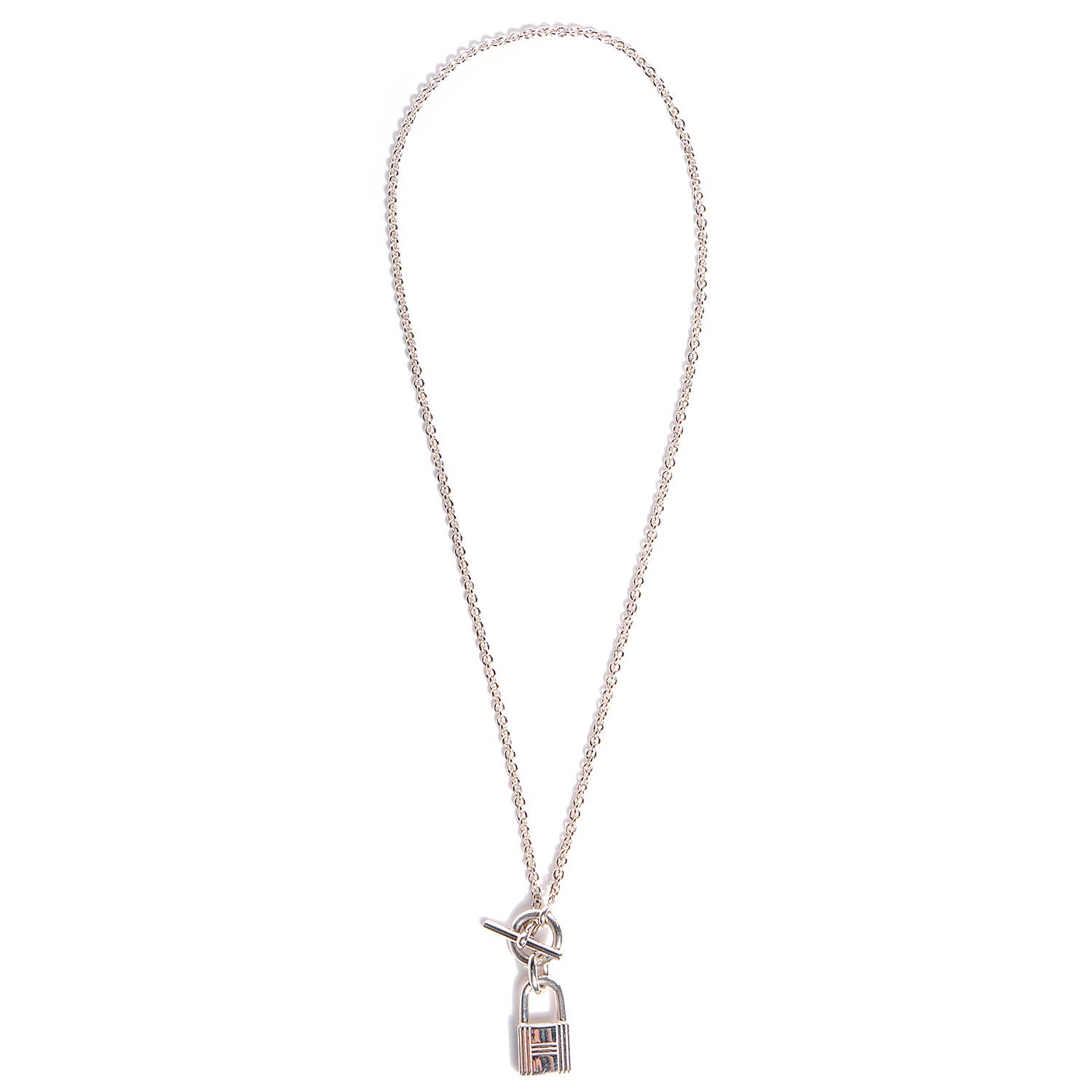 Hermes Sterling Silver Amulette Cadenas Kelly Pendant Necklace 2 of 7