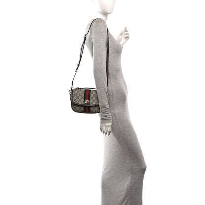Gucci GG Supreme Monogram Textured Dollar Calfskin Small Ophidia Top Handle Shoulder Bag Beige Brown 2 of 11