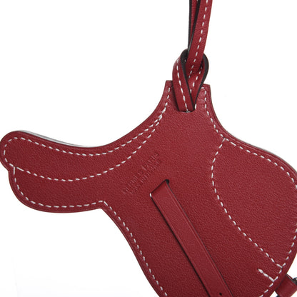Hermes Swift Paddock Selle Horse Saddle Bag Charm Rouge Grenat 3 of 4