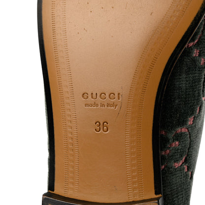 Gucci Velvet Malaga Kid GG Monogram Horsebit Womens Jordaan Loafers 36 Avio Dusty Pink Black 8 of 10