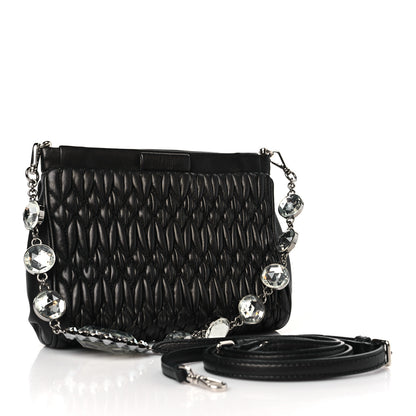 Miu Miu Nappa Matelasse Crystal Shoulder Bag Black 3 of 8