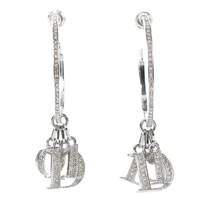 Christian Dior Crystal Logo Hoop Earrings Silver 1 of 4