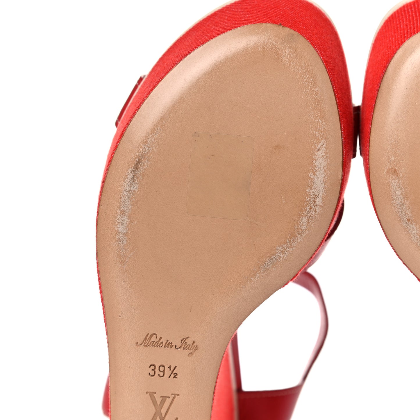 Canvas Waterfall Wedge Sandals 39.5 Red