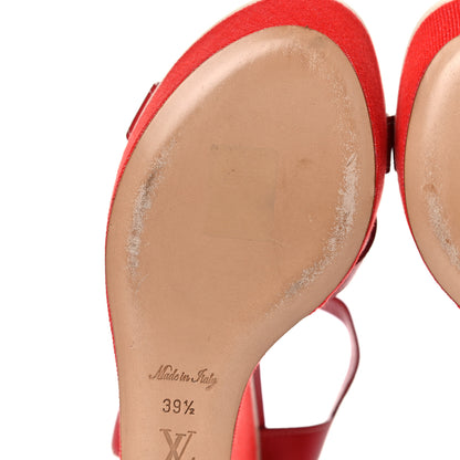Louis Vuitton Canvas Waterfall Wedge Sandals 39.5 Red 9 of 13