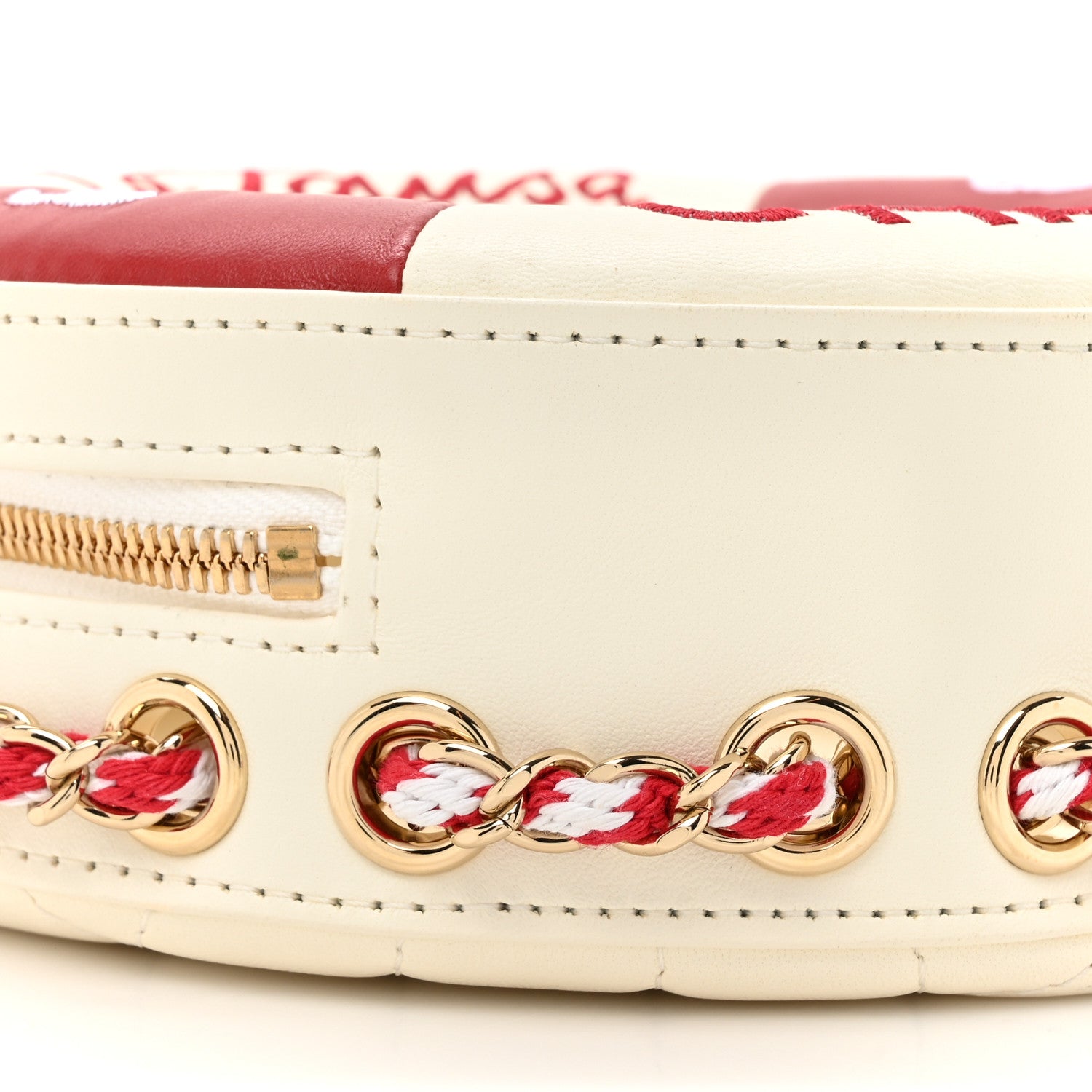 Chanel Lambskin Coco Lifesaver Round Bag Red White 10 of 11
