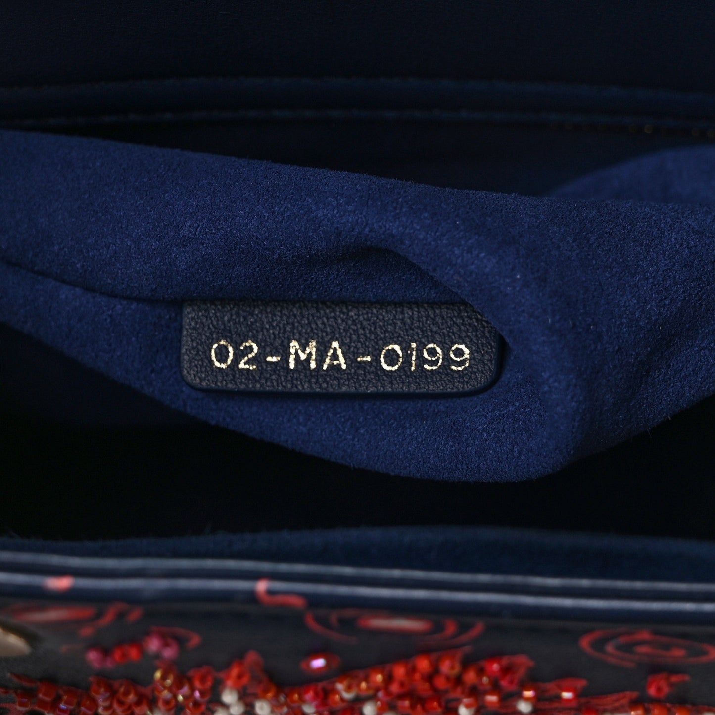 Smooth Calfskin Beaded Animals Medium Lady Dior Deep Blue Fuchsia
