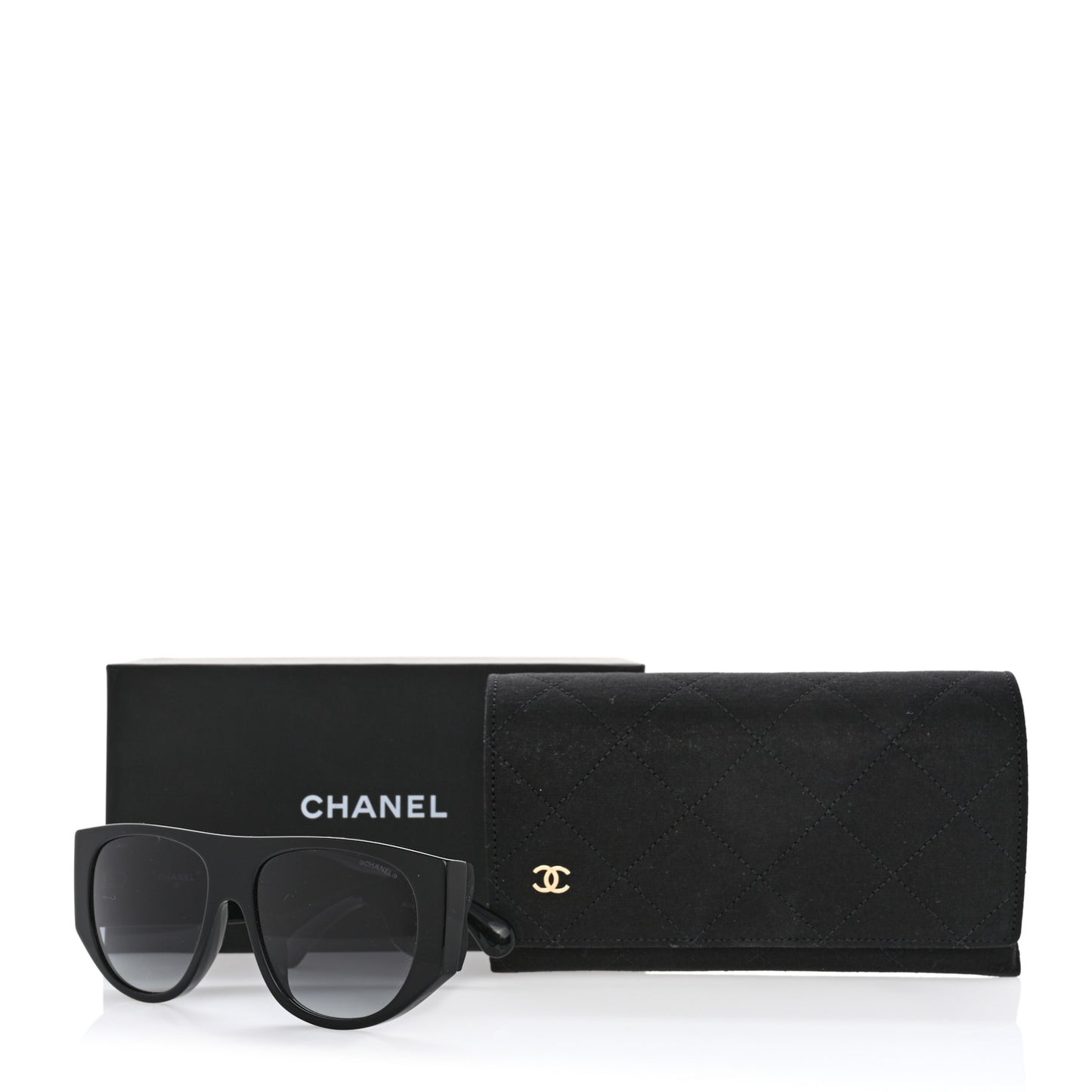 Acetate Quilted CC Pilot Sunglasses 71465 Black