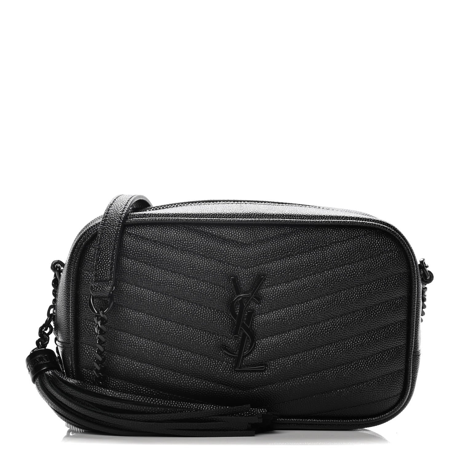 Saint Laurent Grain De Poudre Matelasse Monogram Mini Lou Camera Bag Black 1 of 9