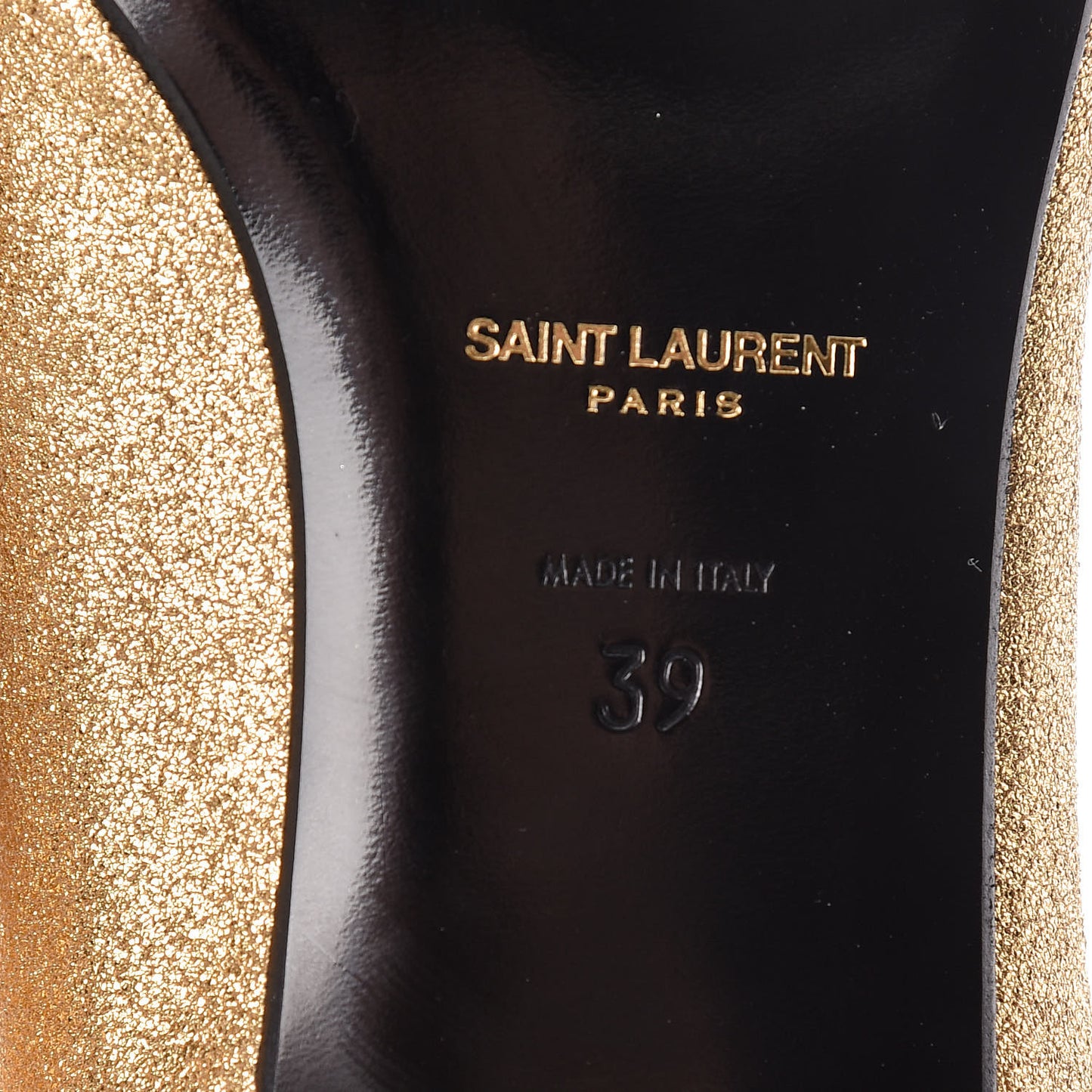 Metallic Calfskin Smoking Slipper Flat Loafers 39 Gold