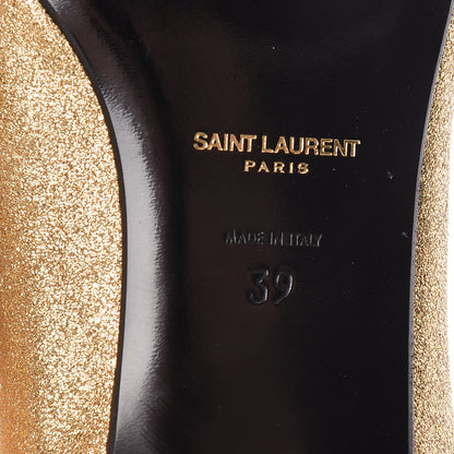 Saint Laurent Metallic Calfskin Smoking Slipper Flat Loafers 39 Gold 8 of 11